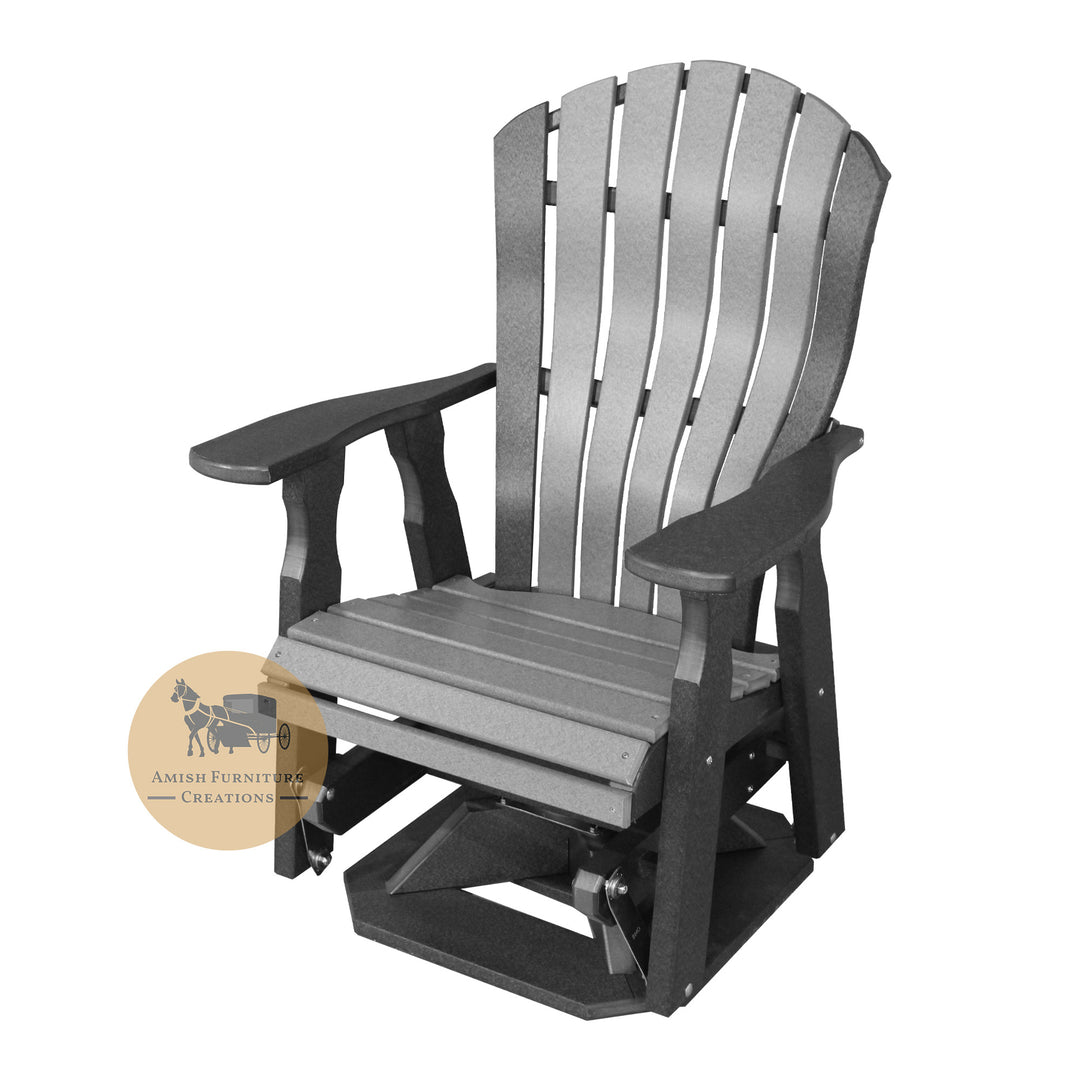 Outdoor Poly Lumbar-Curve Swivel Glider in Dark Gray and Light Gray - Amish Furniture Creations™