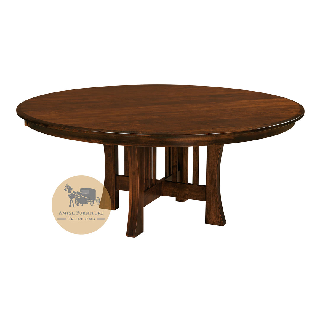 Arts & Crafts X Base Round Table | Amish Furniture Creations ™