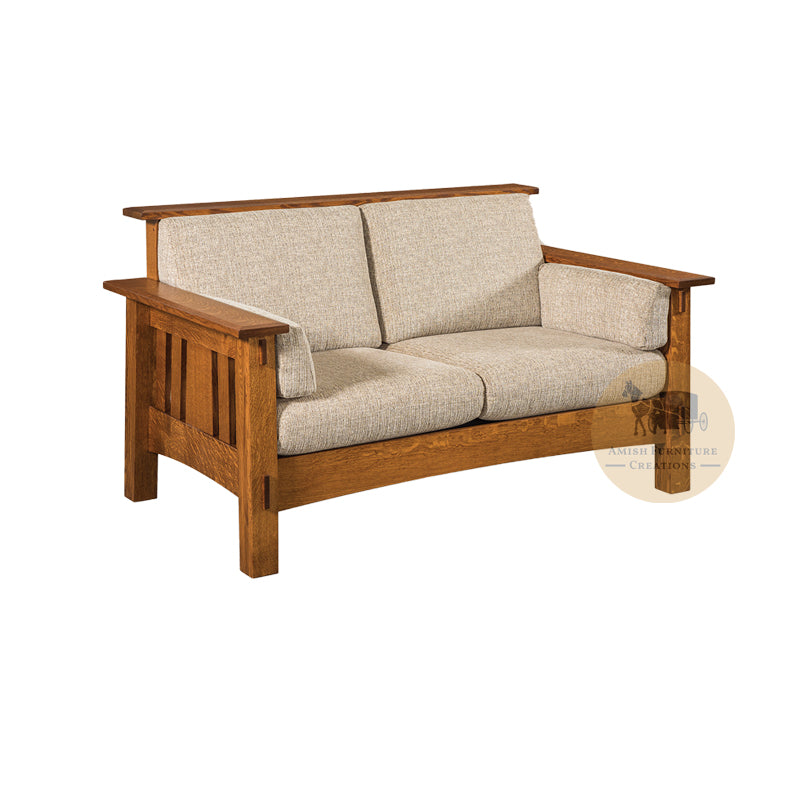 Amish made McCoy Mission Loveseat - Quarter Sawn White Oak - Amish Furniture Creations ™