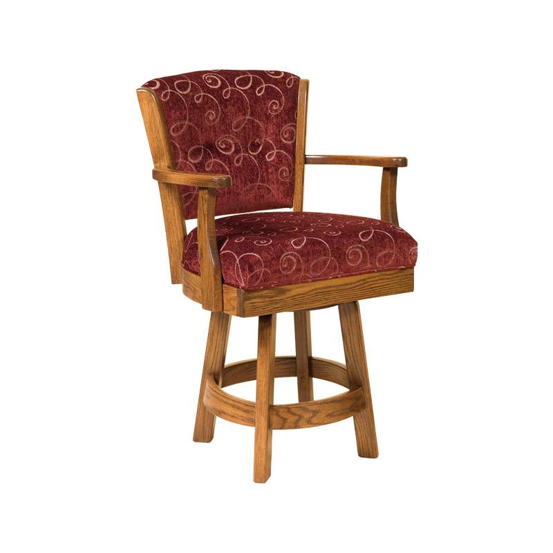 Livonia 24 inch high Swivel Barstool with Cushion Seat and Back - in Oak | Amish Furniture Creations ™