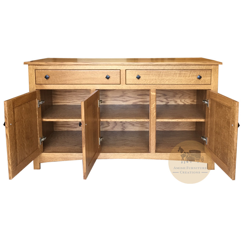 Amish made Classic Buffet 56" w doors open | Amish Furniture Creations ™