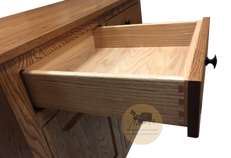 Amish made Classic Oak Buffet 40" w - dovetailed drawer detail | Amish Furniture Creations ™