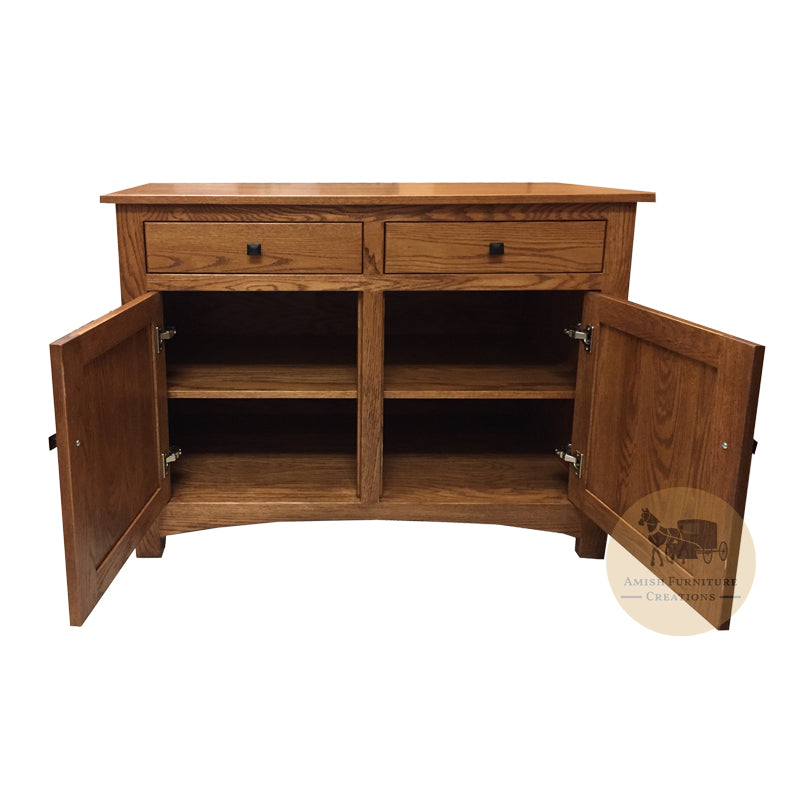 Amish made Classic Oak Buffet 40" w - doors open | Amish Furniture Creations ™