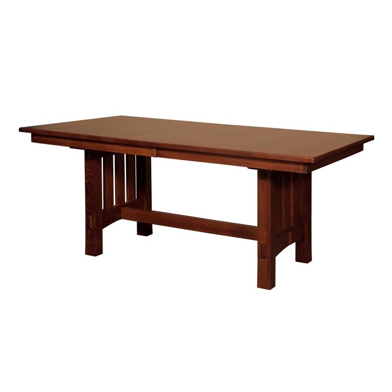 Mission Goshen Trestle Table in Solid Quarter Sawn White Oak | Amish Furniture Creations ™