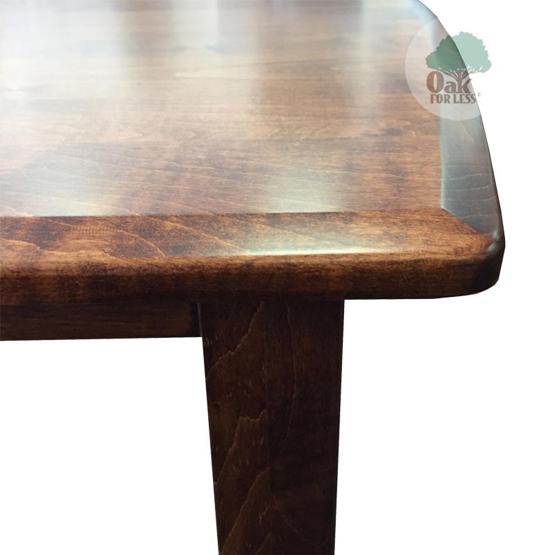 Beveled edge and corner detail of Hatfield Table | Amish Furniture Creations ™