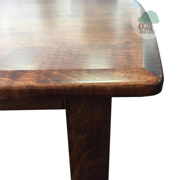 Beveled edge and corner detail of Hatfield Table | Amish Furniture Creations ™