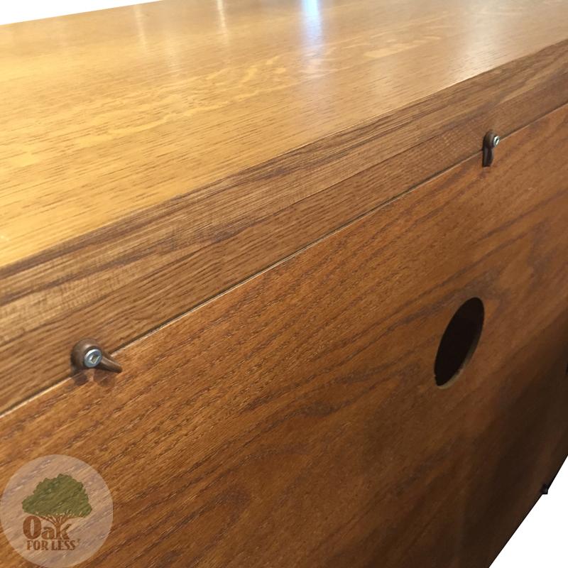 Back detail of Amish made Arts & Crafts 74" Entertainment Console | Amish Furniture Creations ™