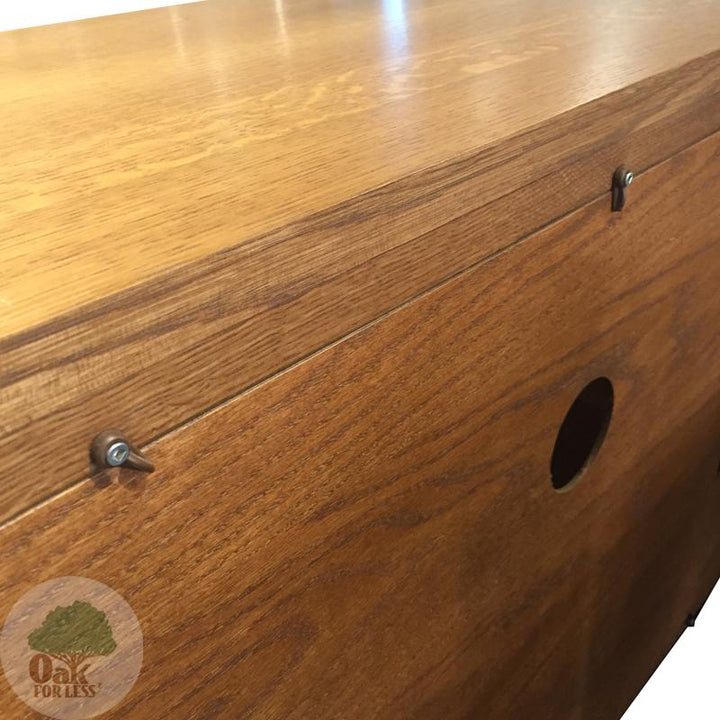 Back detail of Amish made Arts & Crafts 74" Entertainment Console | Amish Furniture Creations ™