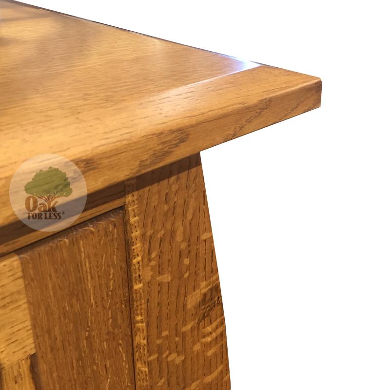 Beveled corner detail of Amish made Arts & Crafts 64" Entertainment Console | Amish Furniture Creations ™
