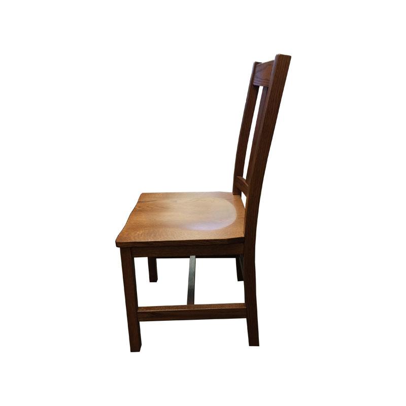 Side view of Old Mission Side Chair with Wood Seat in Solid Oak | Amish Furniture Creations ™