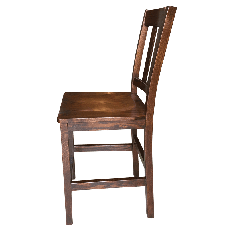 Amish made Old Mission 24" Barstool with Wood Seat in Solid Oak | Amish Furniture Creations ™