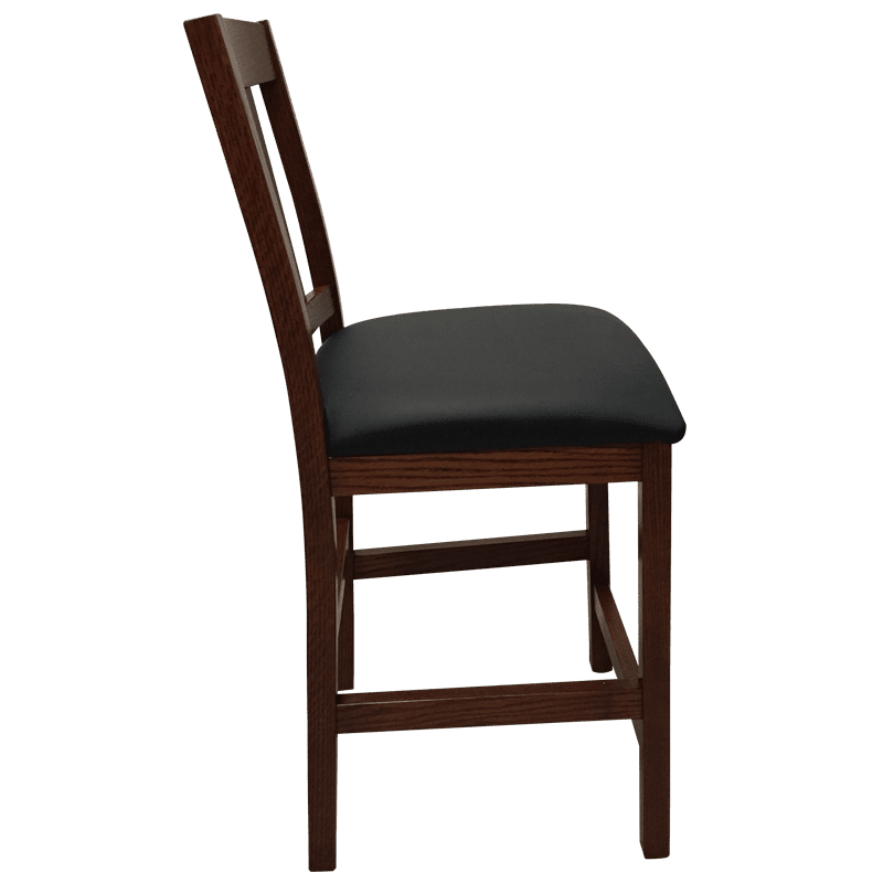 Amish made Old Mission 24" Barstool with Leather Seat in Solid Oak | Amish Furniture Creations ™