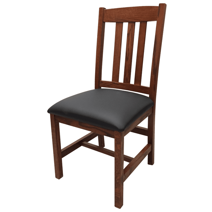 Old Mission Side Chair with Leather Seat in Solid Oak | Amish Furniture Creations ™