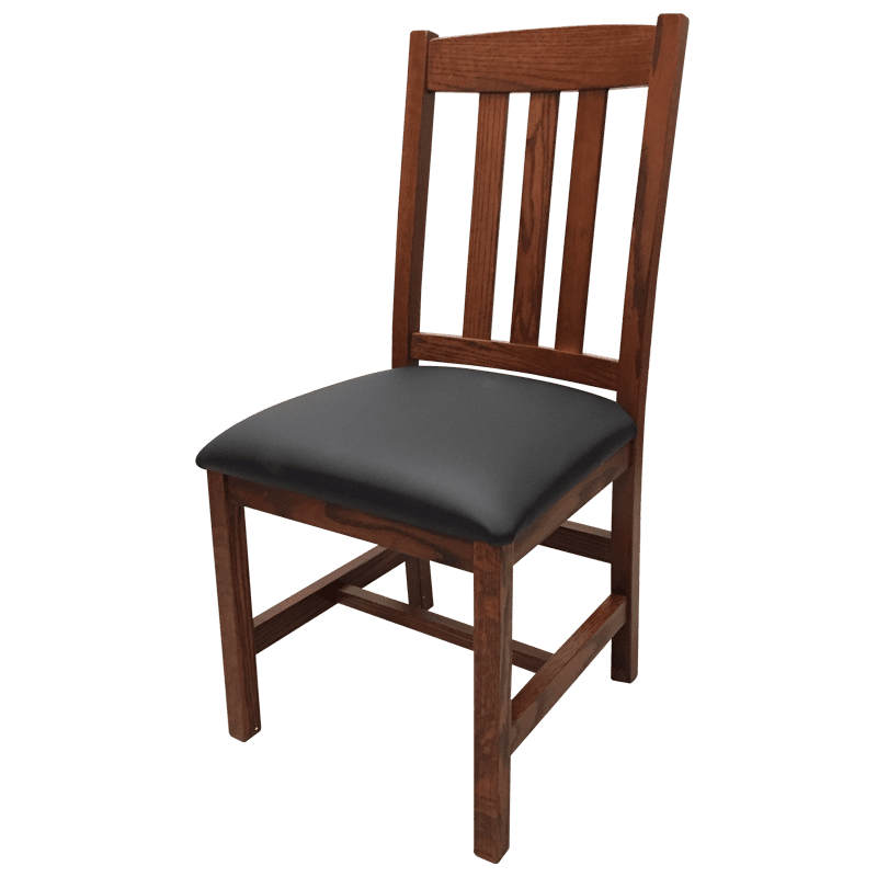 Old Mission Side Chair with Leather Seat in Solid Oak | Amish Furniture Creations ™