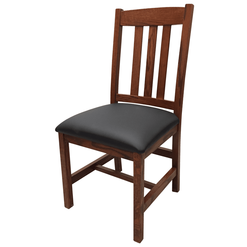 Amish made Old Mission Side Chair with Leather Seat in Solid Oak | Amish Furniture Creations ™