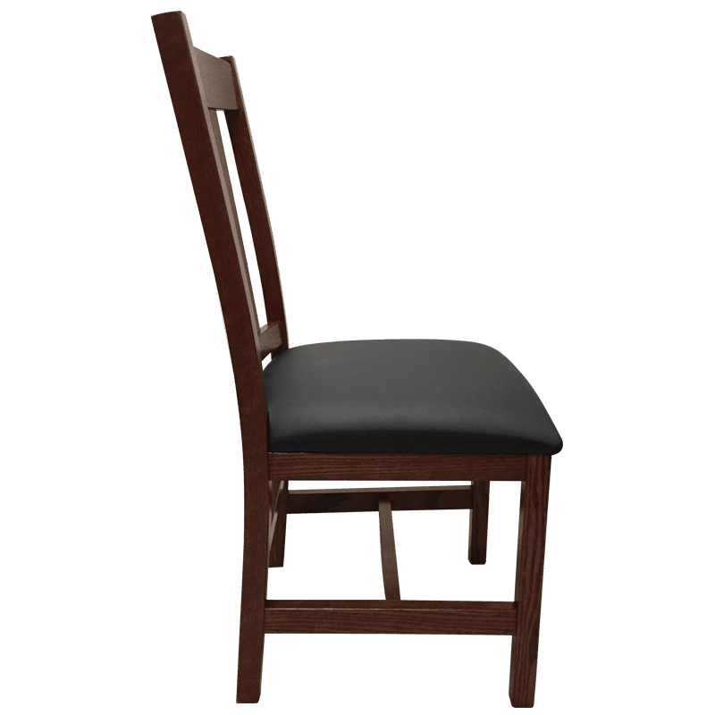 Side view of Old Mission Side Chair with Leather Seat in Solid Oak | Amish Furniture Creations ™