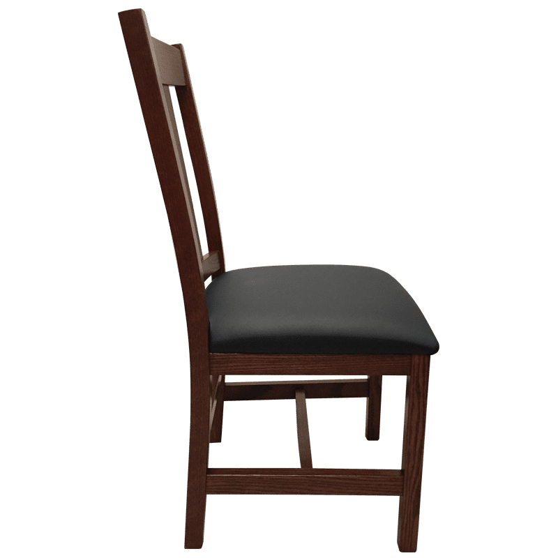 Amish made Old Mission Side Chair with Leather Seat in Solid Oak | Amish Furniture Creations ™