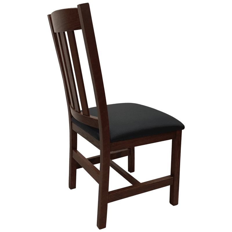 Back view of Old Mission Side Chair with Leather Seat in Solid Oak | Amish Furniture Creations ™