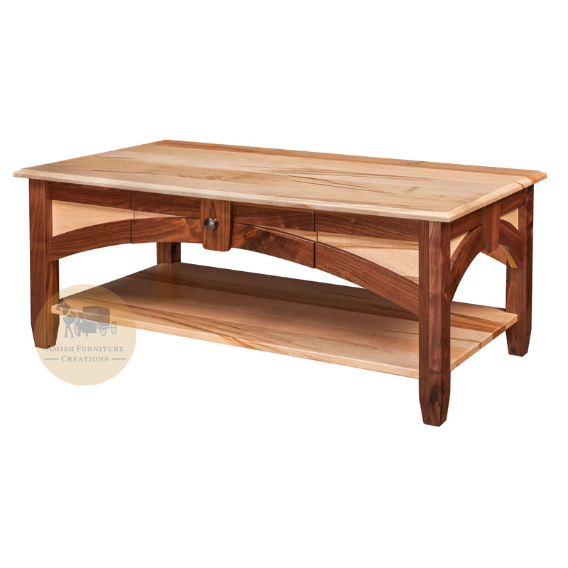 Kensing Coffee Table in 2 different woods | Amish Furniture Creations ™