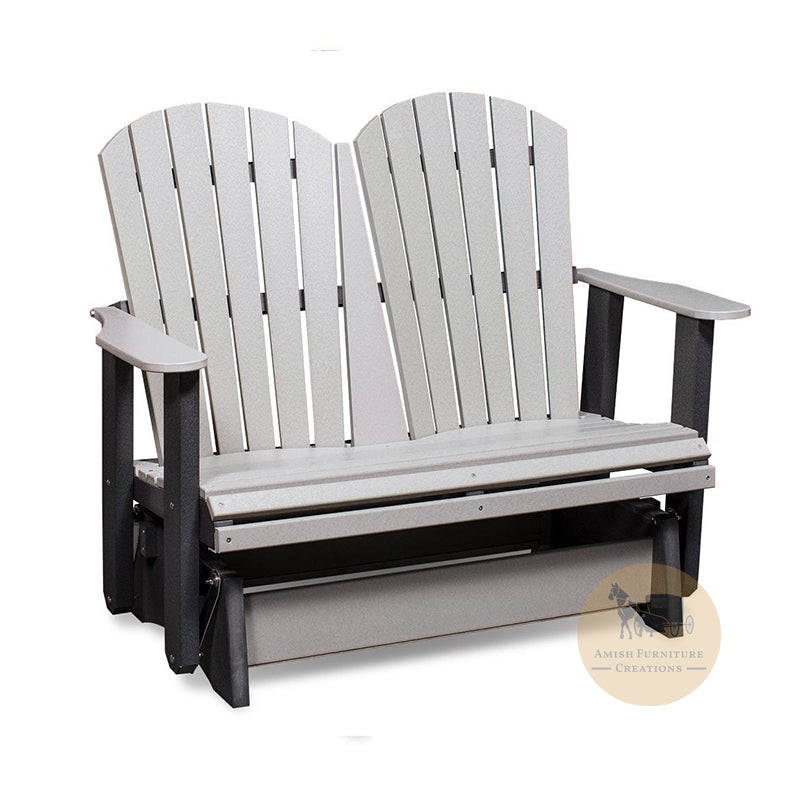 OKAW Outdoor Poly Double Glider in Light Gray and Black - Amish Furniture Creations™