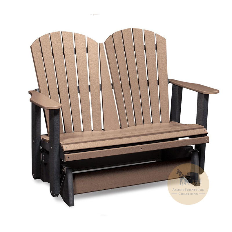 OKAW Outdoor Poly Double Glider in Weathered Wood and Black - Amish Furniture Creations™