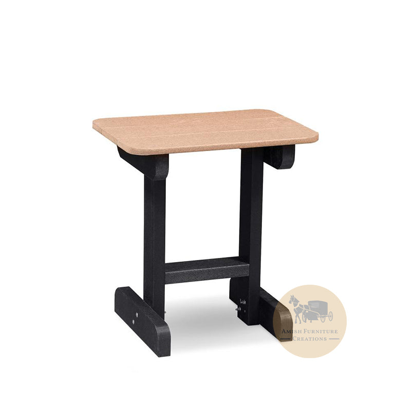 OKAW Outdoor Poly 24 inch high End Table in Weathered Wood and Black - Amish Furniture Creations™
