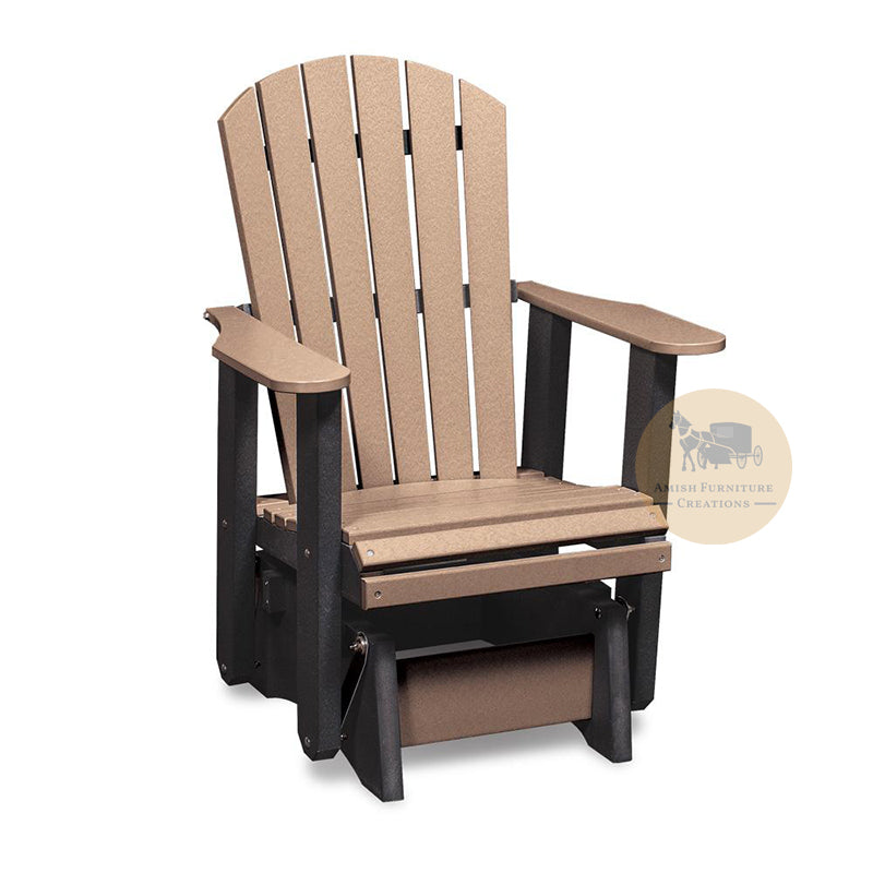 OKAW Outdoor Poly Single Glider in Weathered Wood and Black - Amish Furniture Creations™