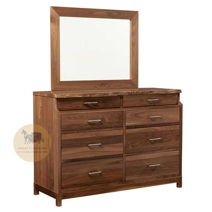 Winchester Live Edge 8 Drawer Dresser and Mirror | Amish Furniture Creations ™
