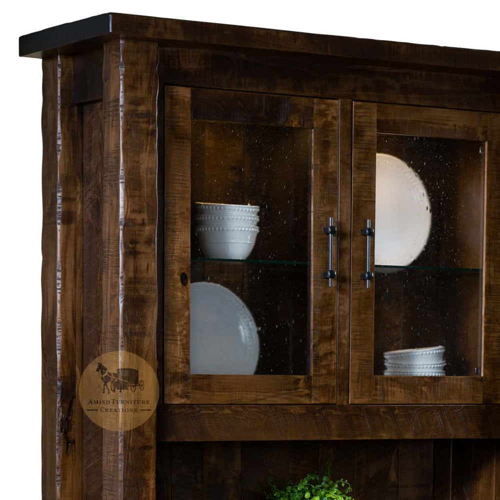 TL-463 Houston Hutch seedy glass doors detail | Amish Furniture Creations ™
