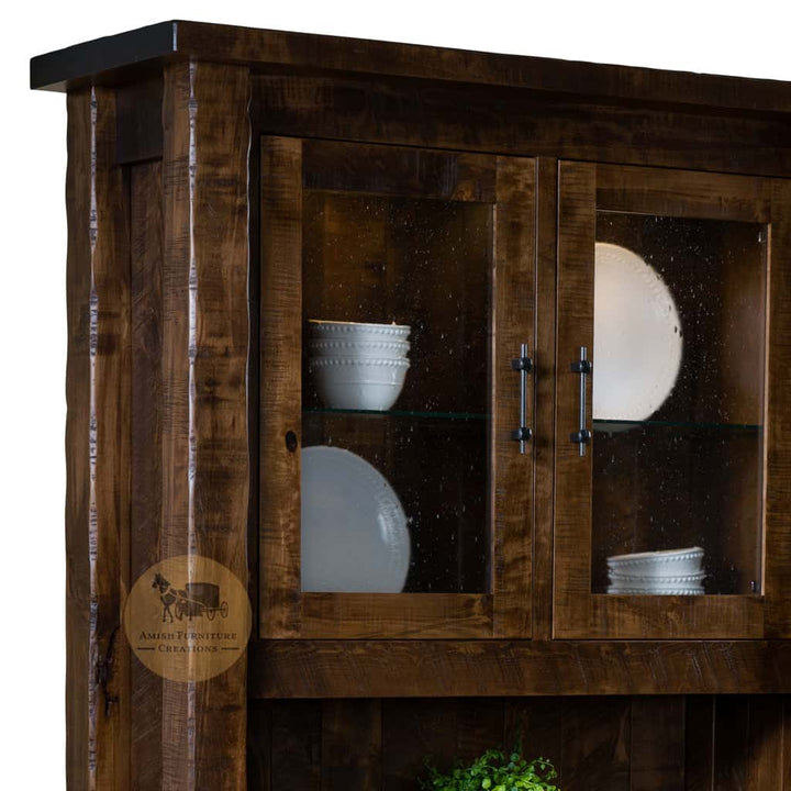 TL-463 Houston Hutch seedy glass doors detail | Amish Furniture Creations ™
