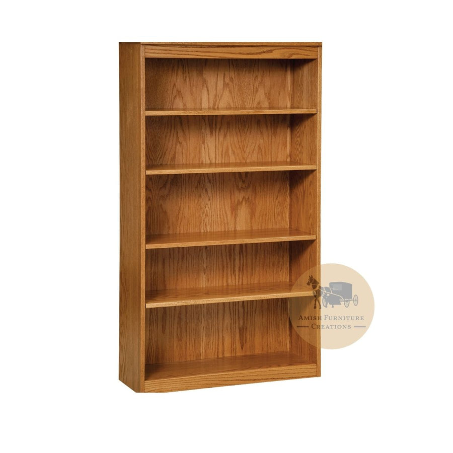 LA plain Estrella stye Oak Bookcase 60" high with 4 adjustable shelves | Amish Furniture Creations™