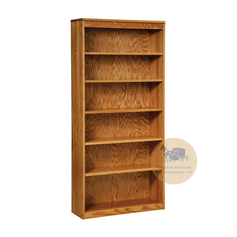 LA plain Estrella stye Oak Bookcase 72" high with 5 adjustable shelves | Amish Furniture Creations™
