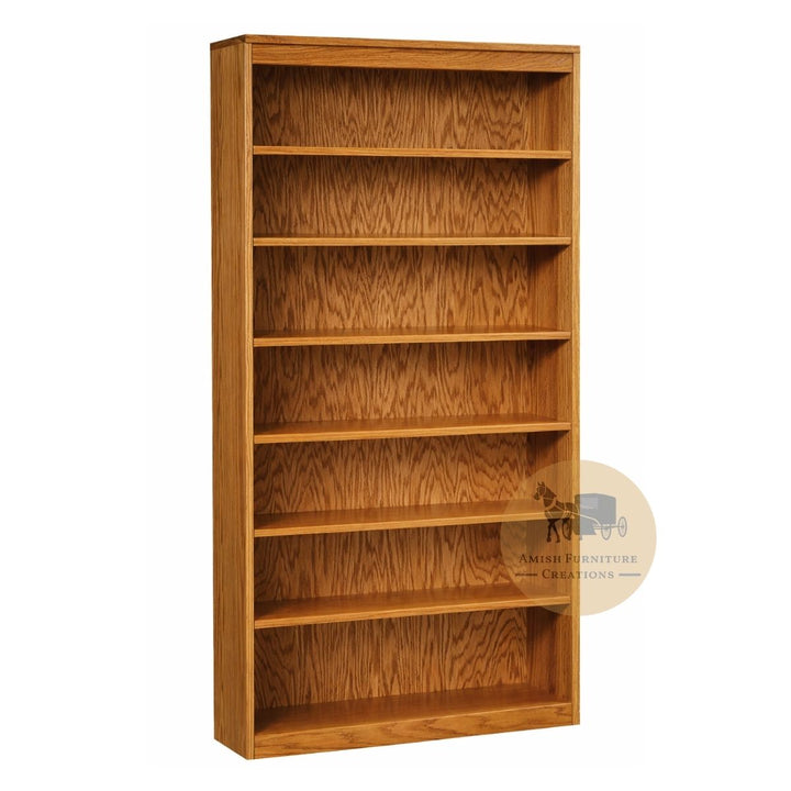 LA plain Estrella stye Oak Bookcase 84" high with 6 adjustable shelves | Amish Furniture Creations™