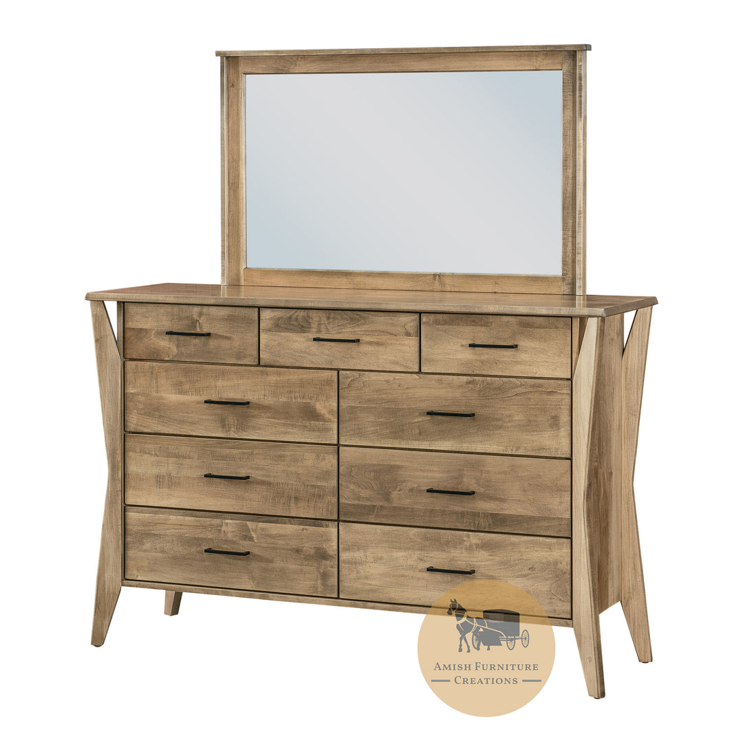 Winston 9 Drawer Dresser with Mirror | Amish Furniture Creations ™