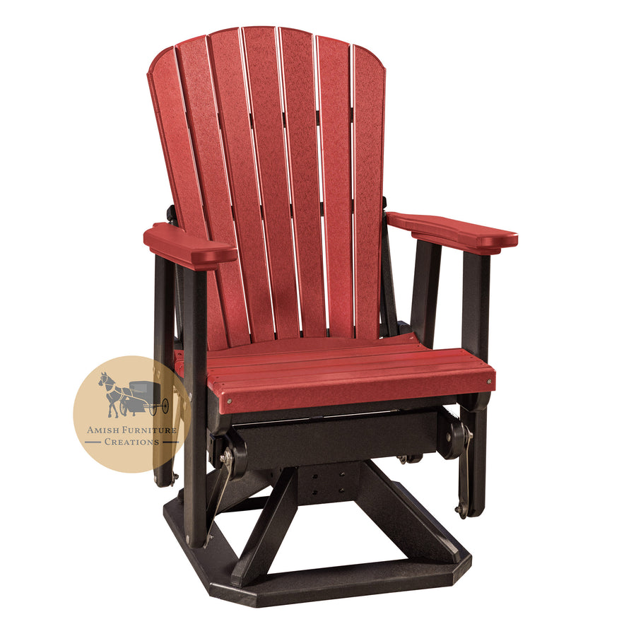 Amish made LAP Outdoor Poly-Wood Adirondack Swivel Glider in cardinal red and black - Amish Furniture Creations™