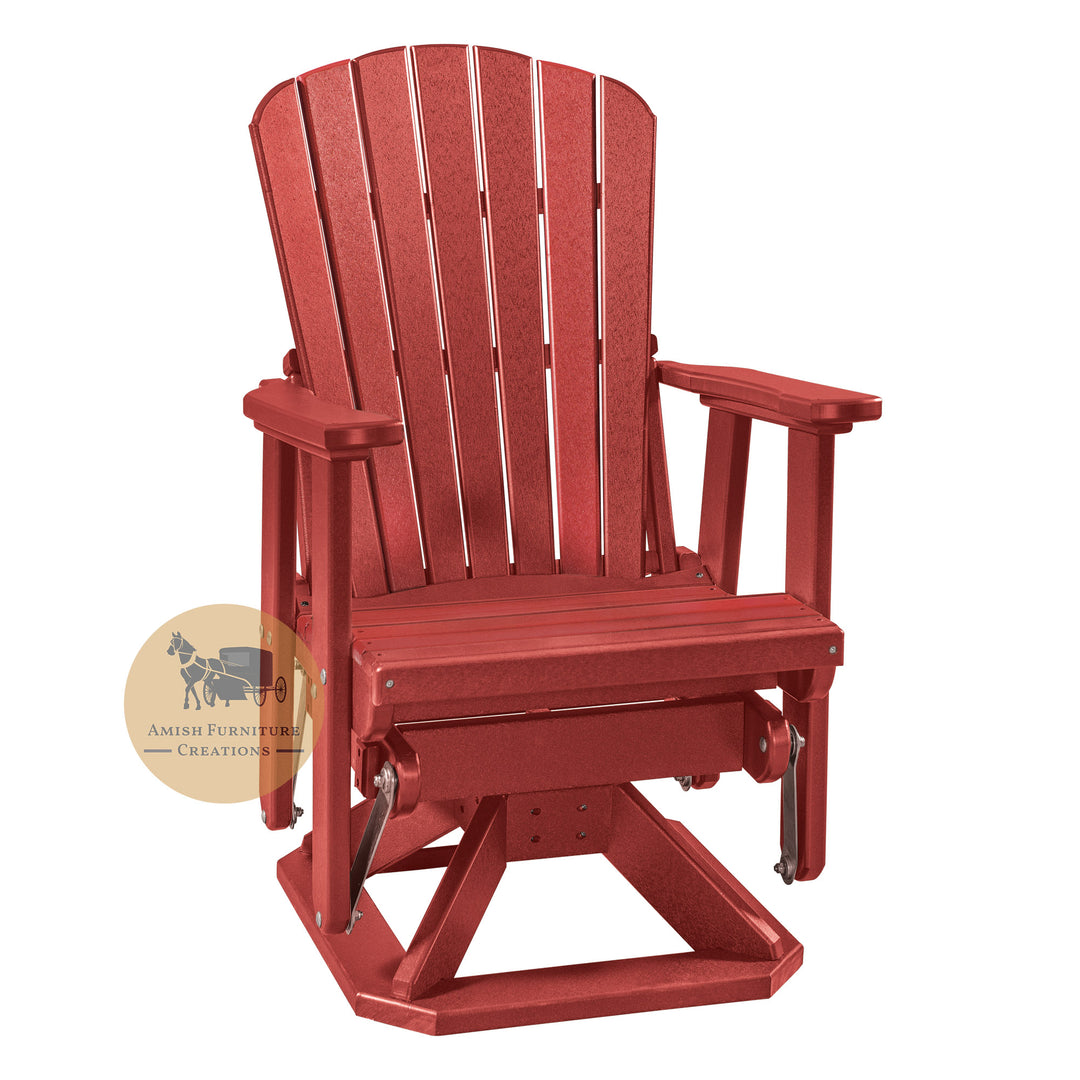 Amish made LAP Outdoor Poly-Wood Adirondack Swivel Glider in cardinal red - Amish Furniture Creations™