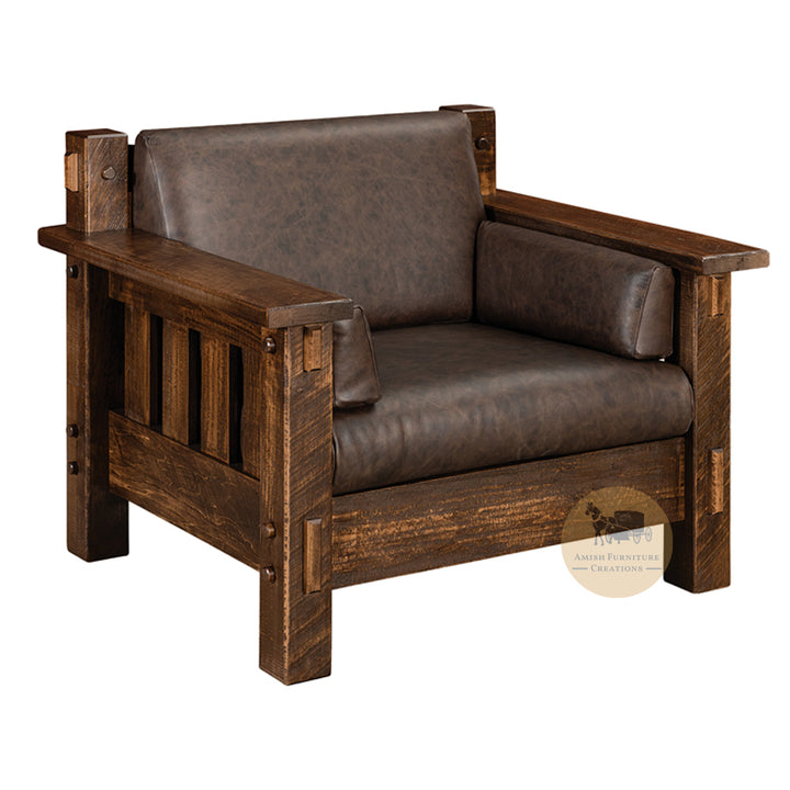 Amish made Houston Easy Chair - Rough Sawn Brown Maple - Amish Furniture Creations ™