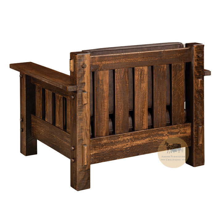 Amish made Houston Easy Chair back - Rough Sawn Brown Maple - Amish Furniture Creations ™