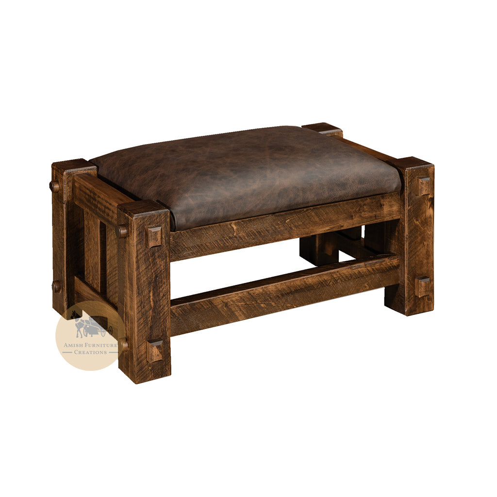 Amish made Houston Footstool - Rough Sawn Brown Maple - Amish Furniture Creations ™