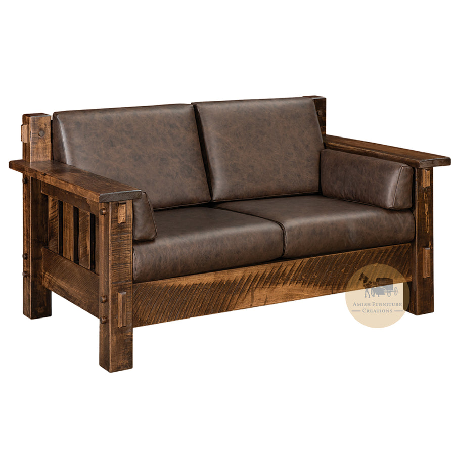 Amish made Houston Loveseat - Rough Sawn Brown Maple - Amish Furniture Creations ™