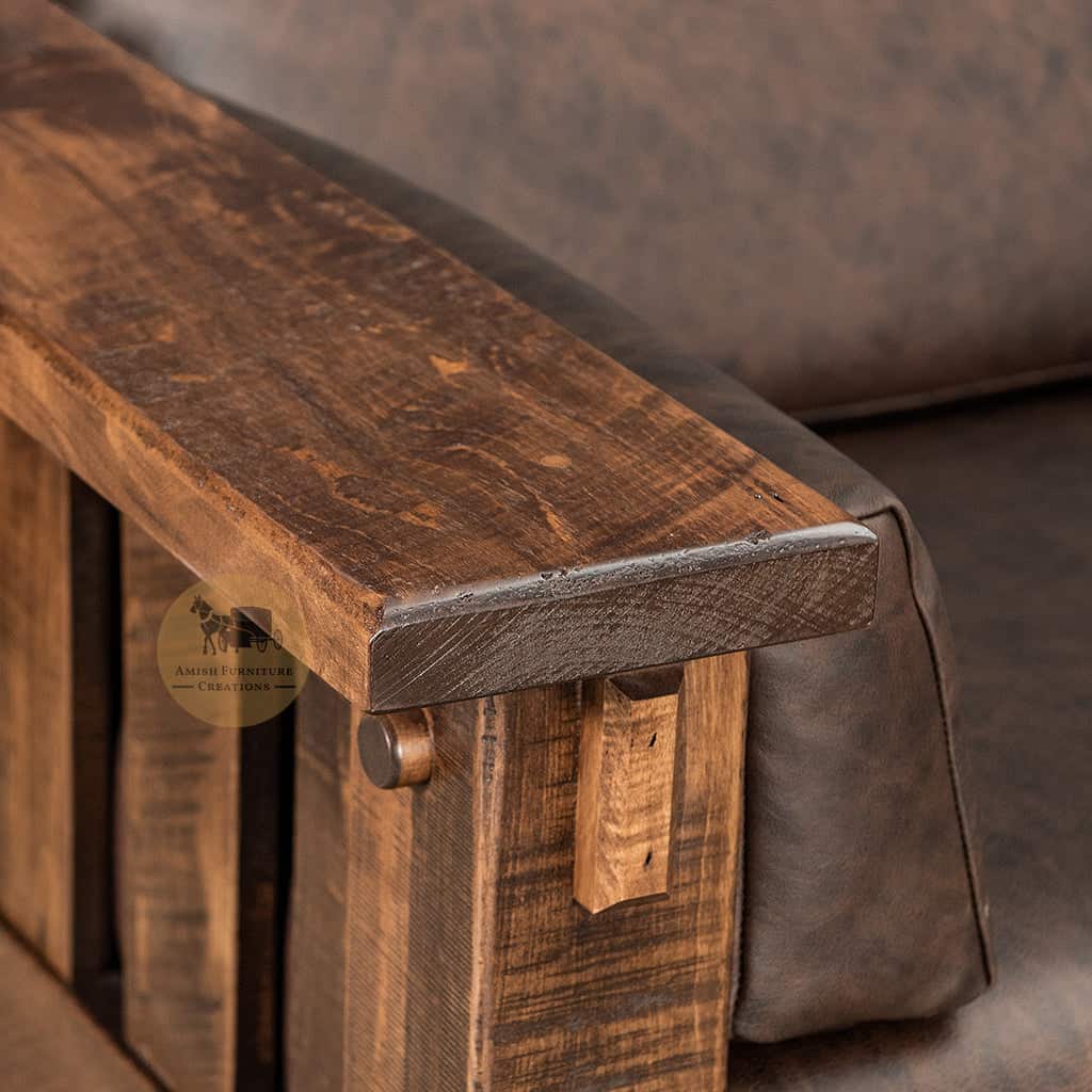 Amish made Houston Arm Detail - Rough Sawn Brown Maple - Amish Furniture Creations ™