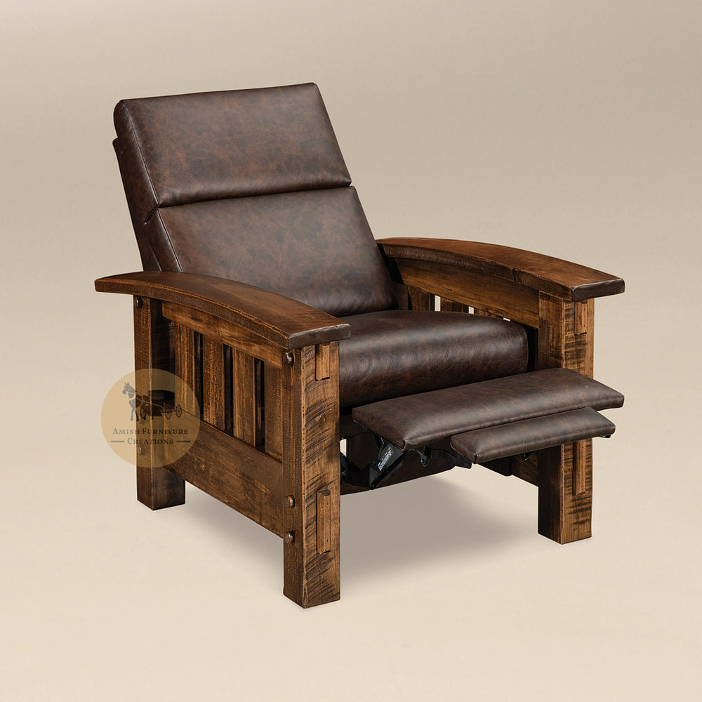 Amish made Houston Recliner mid-way out - Rough Sawn Brown Maple - Amish Furniture Creations ™
