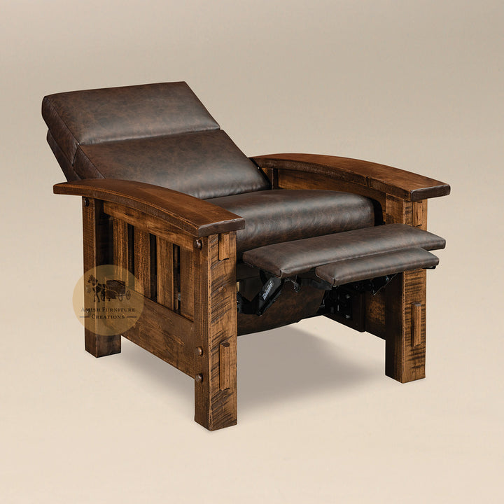 Amish made Houston Recliner full-out - Rough Sawn Brown Maple - Amish Furniture Creations ™