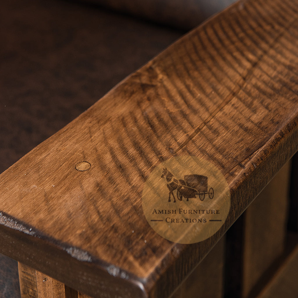 Amish made Houston Recliner detail - Rough Sawn Brown Maple - Amish Furniture Creations ™
