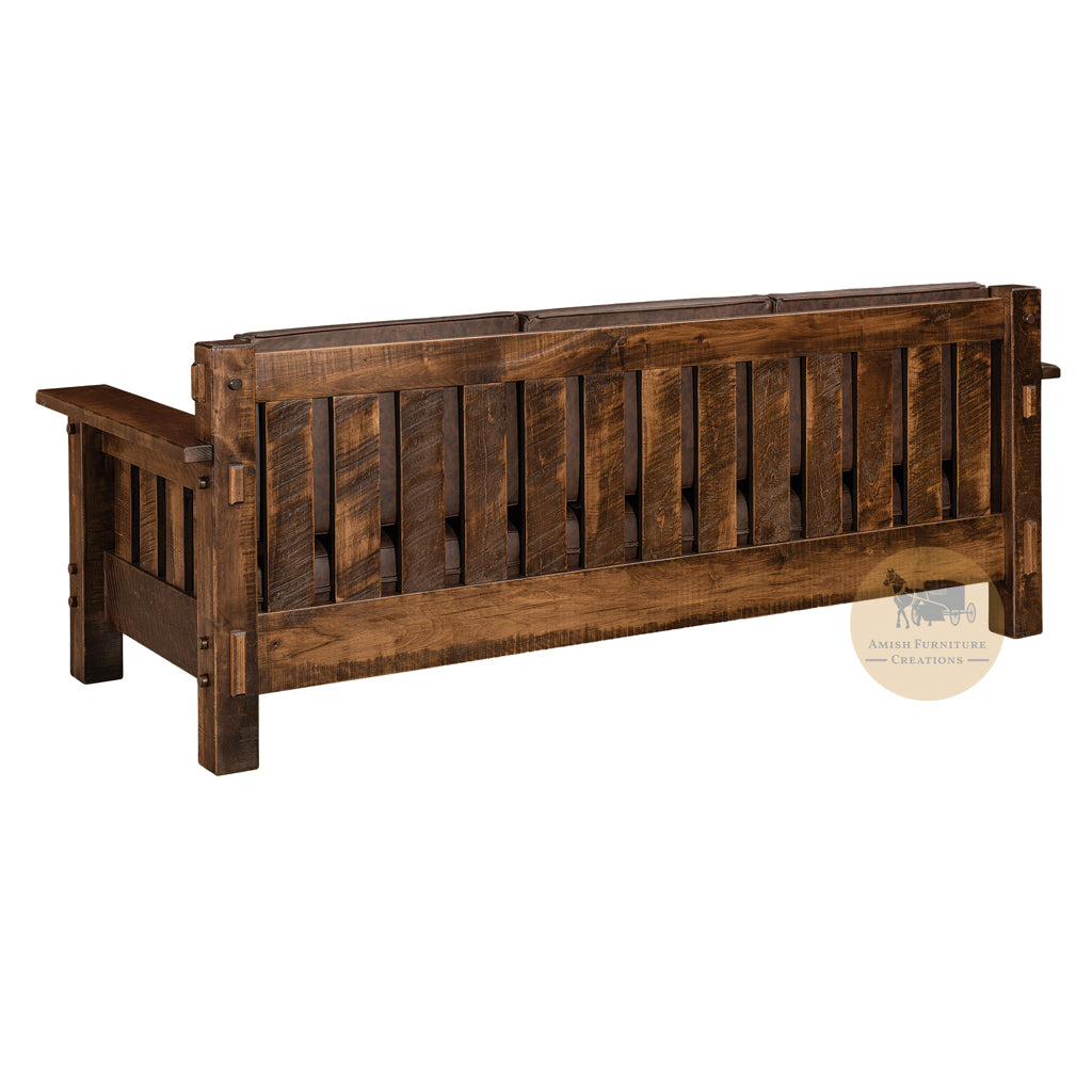 Amish made Houston Sofa - Rough Sawn Brown Maple - Amish Furniture Creations ™