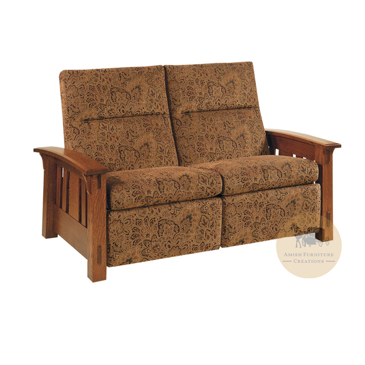 Amish made McCoy Mission Recliner Loveseat - Quarter Sawn White Oak - Amish Furniture Creations ™