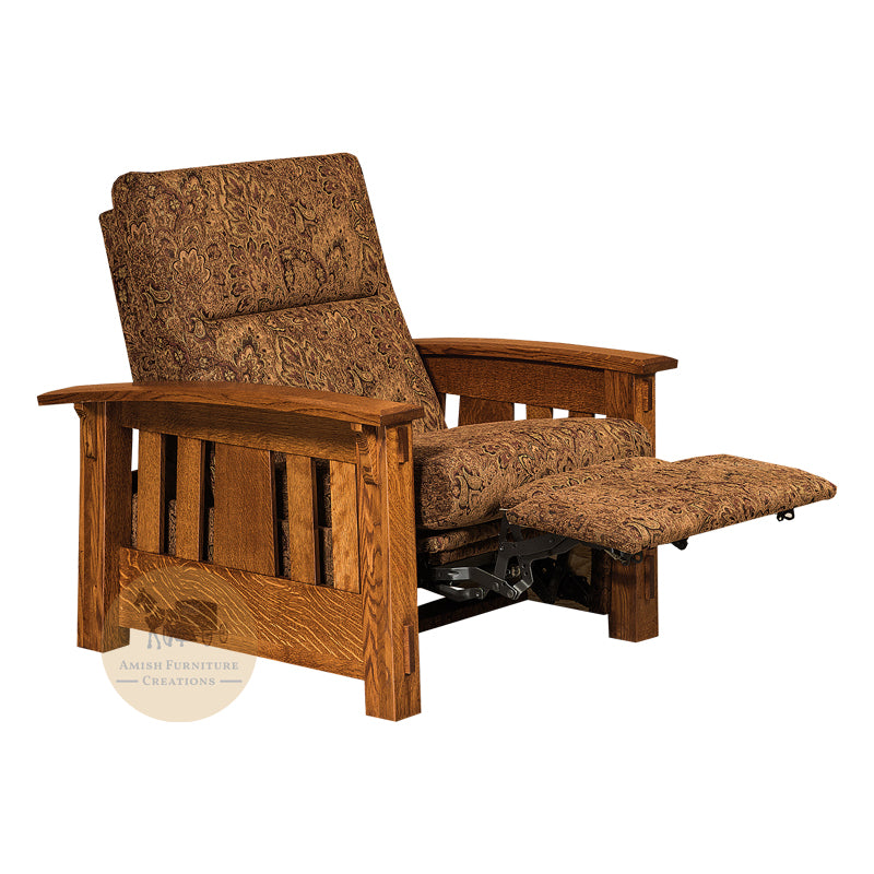 Amish made McCoy Mission Recliner Chair - mid extension - Quarter Sawn White Oak - Amish Furniture Creations ™