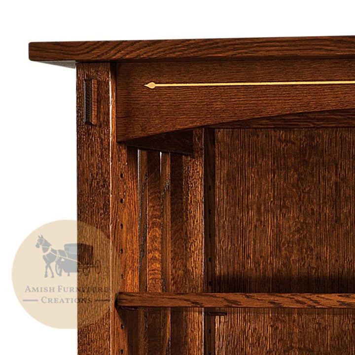 Mission Mesa Bookcase 72" h corner detail | Amish Furniture Creations ™