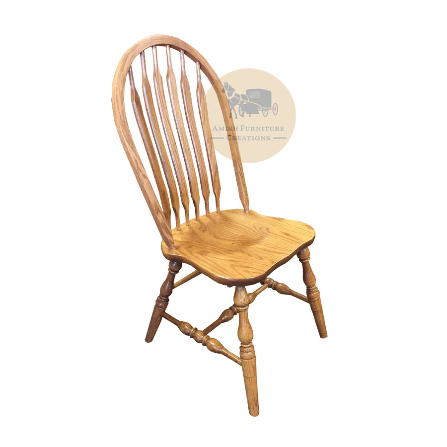 Amish made Angola Arrowback Side Chair with Wood Seat in Solid Oak - Amish Furniture Creations™