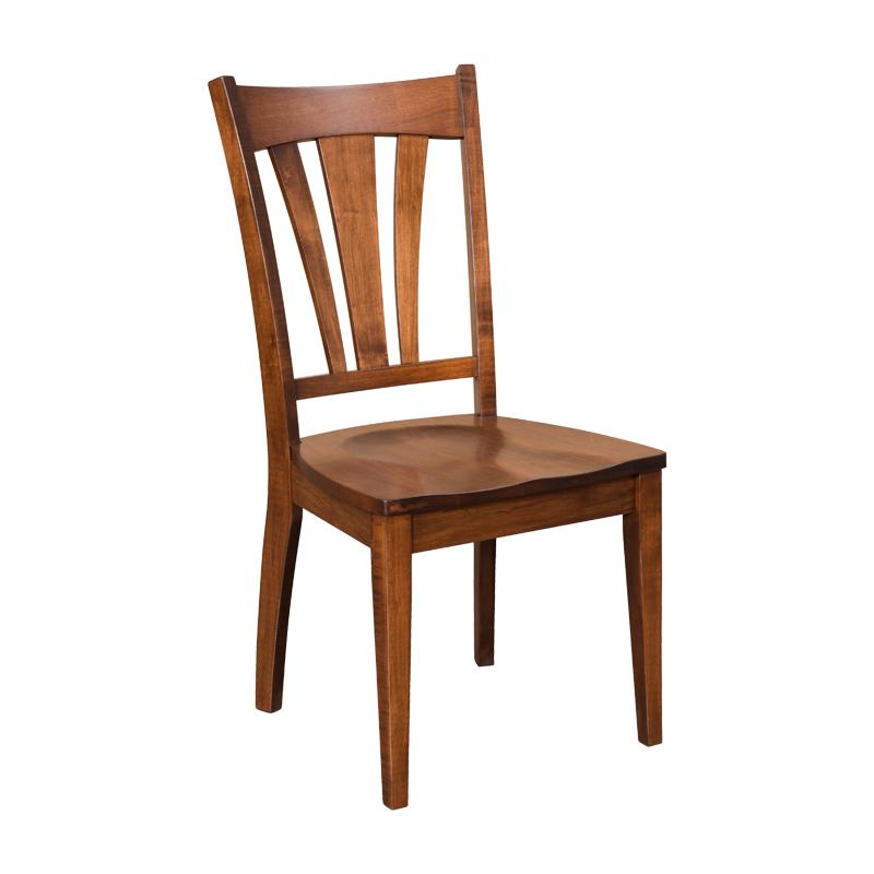 Amish made Hatfield Side Chair with Wood Seat in Solid Brown Maple | Amish Furniture Creations ™